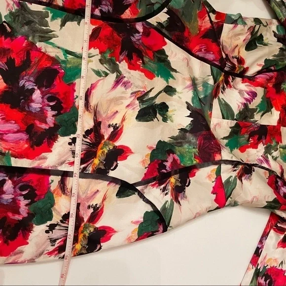 Milly New York Floral Sheath Dress with Mesh Inset & Piping - Picture 13 of 16